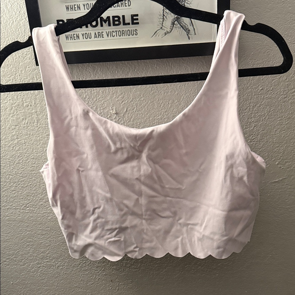 Soft Pink Scalloped Sports Bra